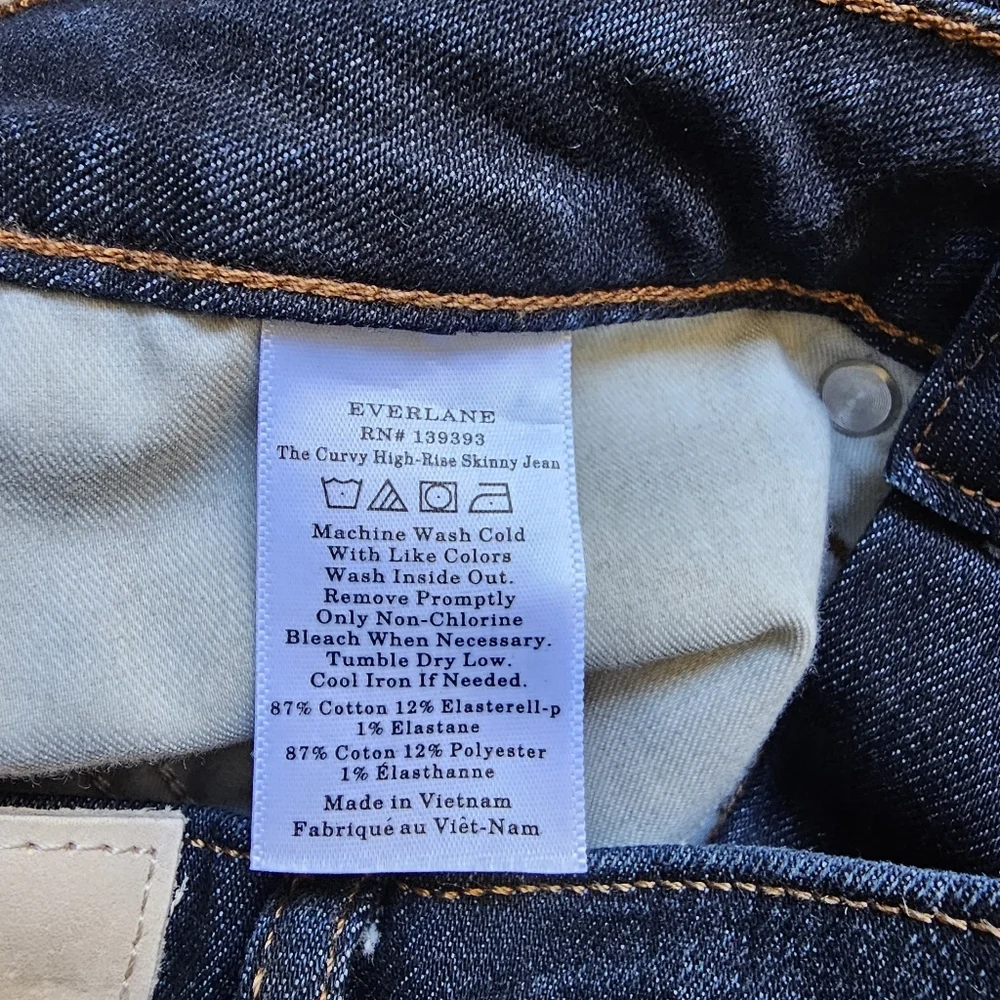 Everlane The Curvy High-Rise Skinny jean dark wash stretch 24 - Picture 5 of 6